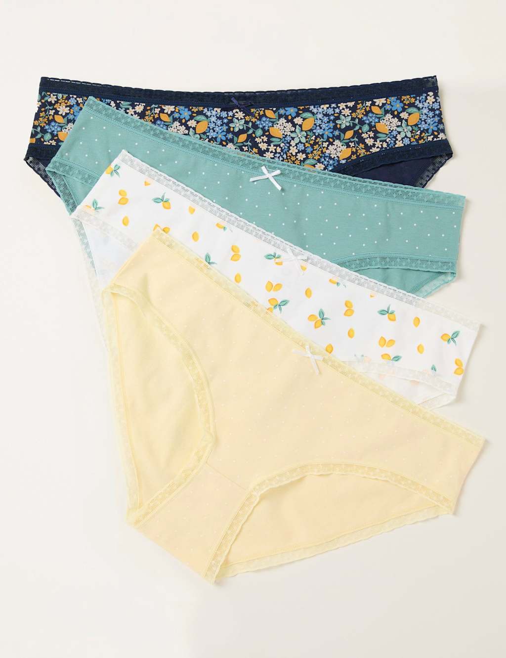 Fatface Women's 4 Pack Cotton Rich Lemon Bikini Knickers - 12 - Multi - Available at M&S