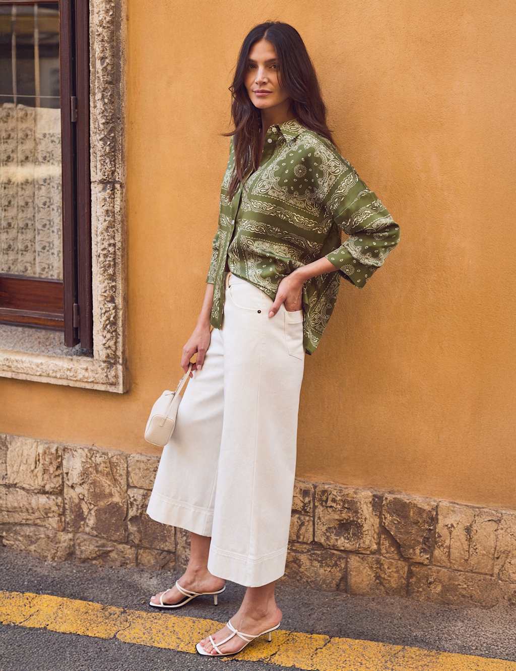 Ro&Zo Women's Denim Wide Leg Cropped Culottes - 14 - White - Available at M&S