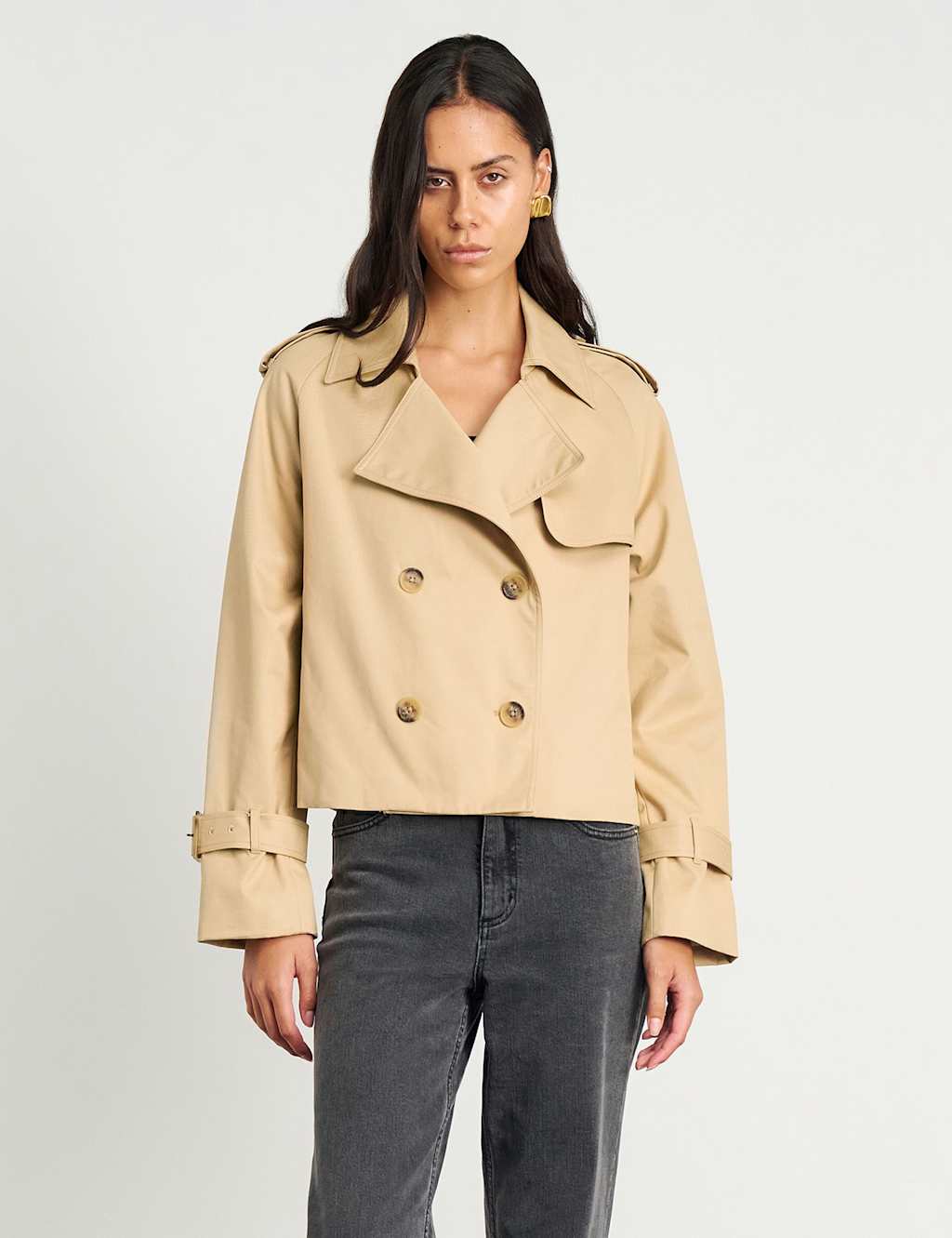 Jag Pure Cotton Trench Coat Beige