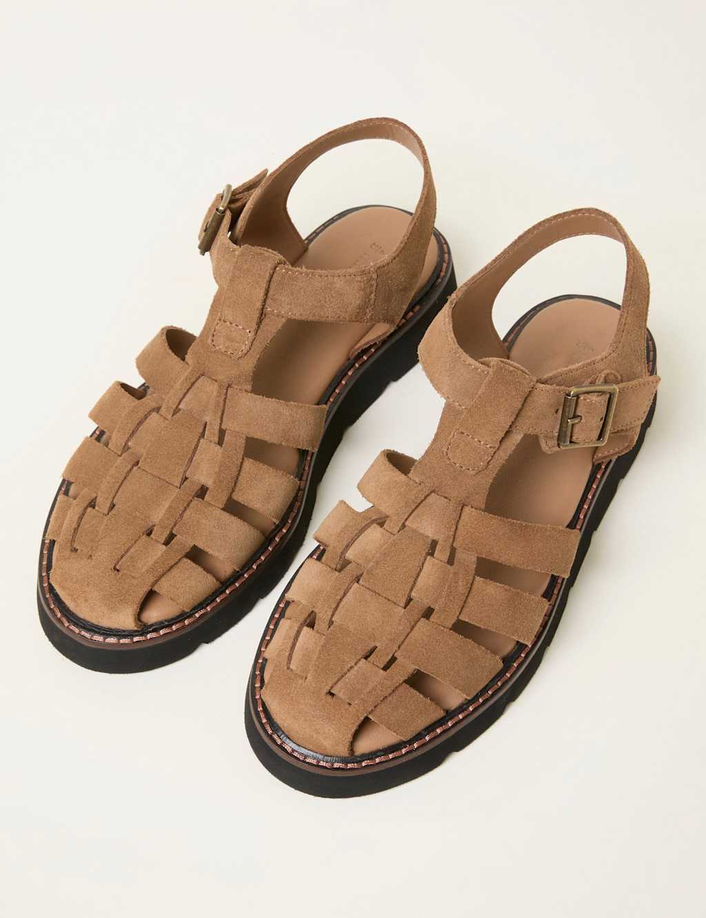 Fatface Women's Suede Fisherman Flatform Sandals - 4 - Tan - Available at M&S