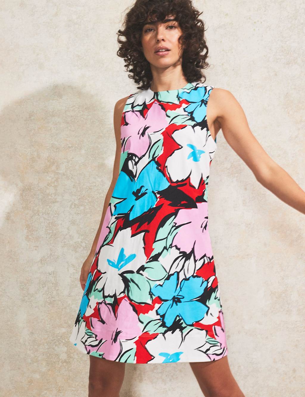 Cotton Rich Floral Mini Shift Dress