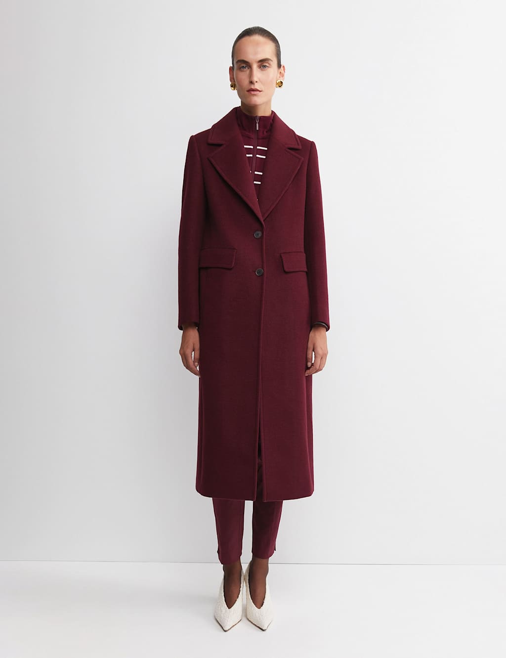 Sportscraft Wool Rich Longline Coat Burgundy