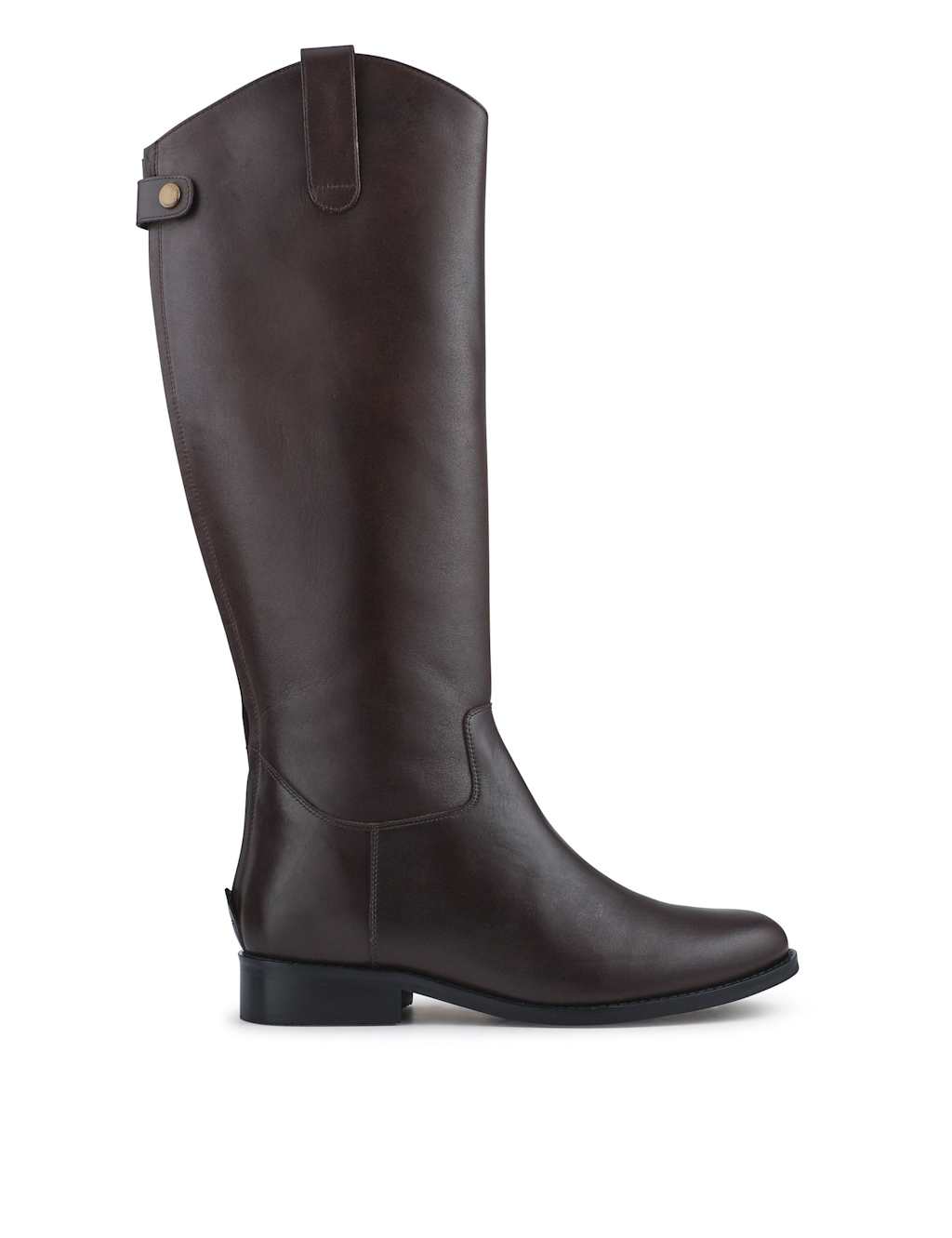 Jones Bootmaker Leather Block Heel Knee High Boots Brown