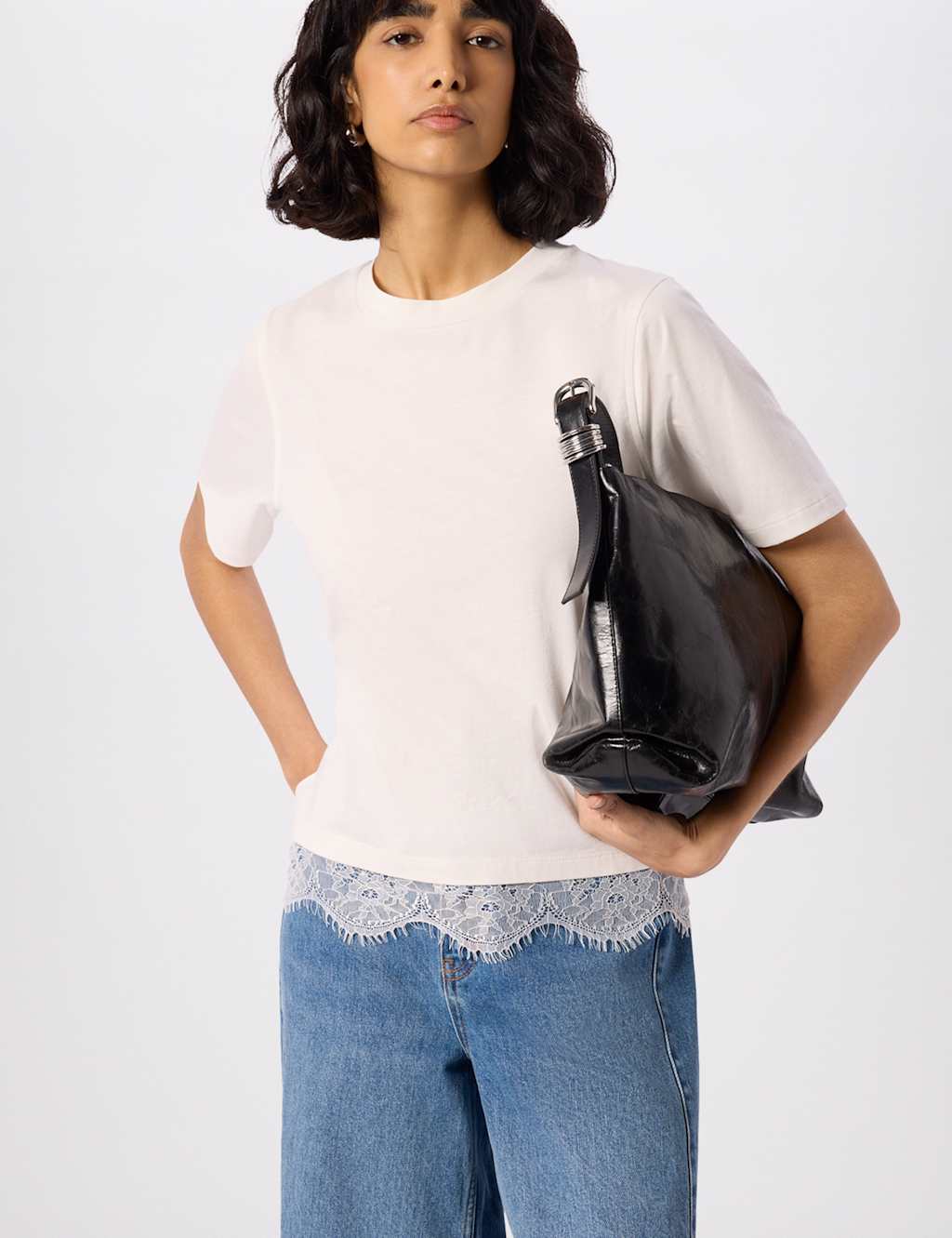 Whistles Women's Pure Cotton Lace Detail T-Shirt - Extra Small - Ivory - Available at M&S