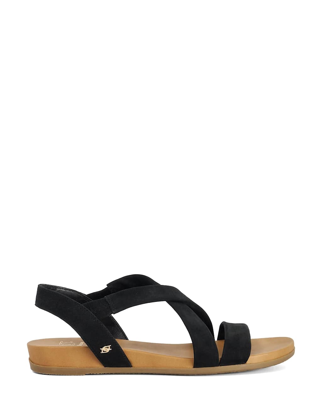 Dune London Women's Leather Cross Strap Flat Sandals - 4 - Black - Available at M&S