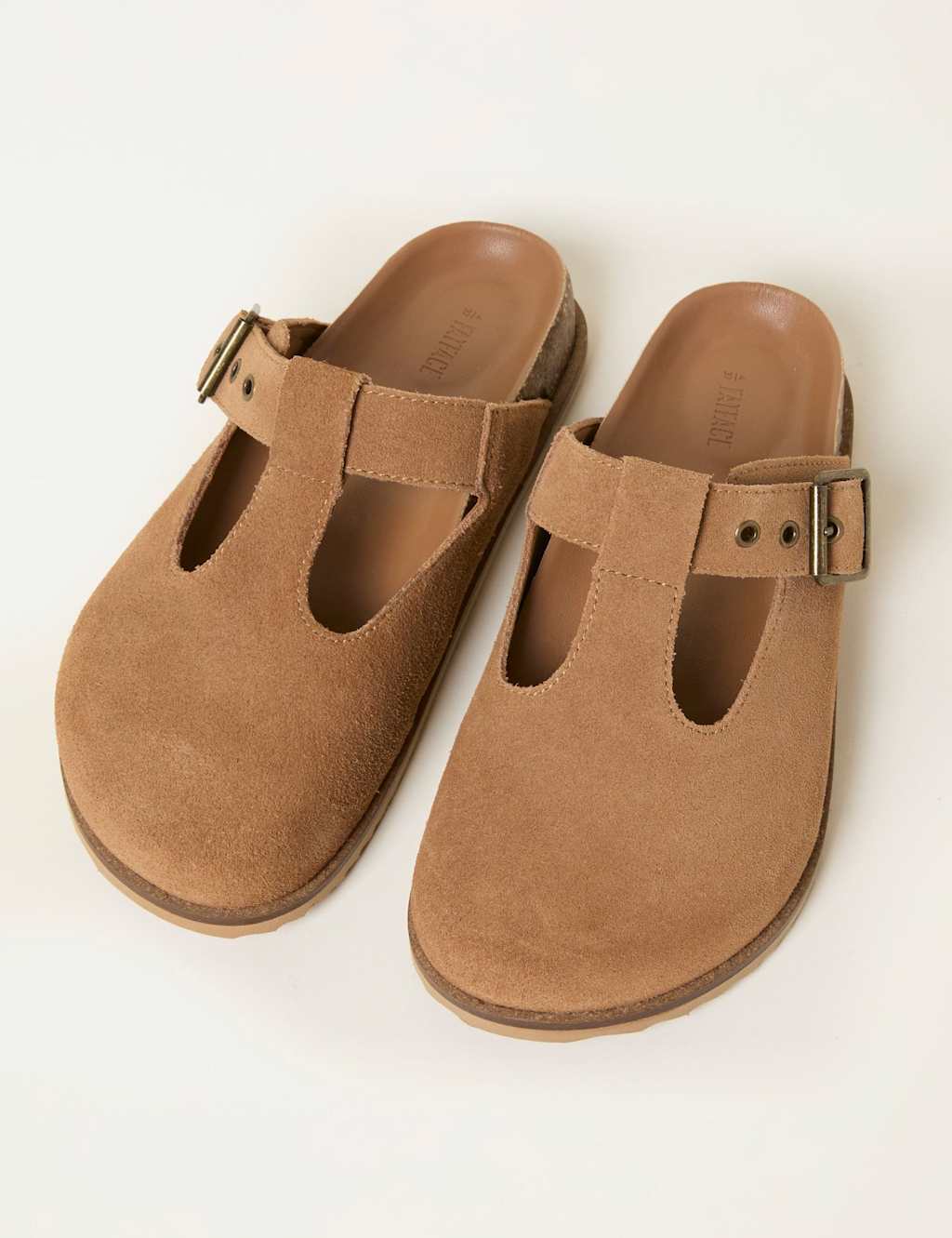 Fatface Women's Leather T Bar Buckle Clogs - 5 - Tan - Available at M&S
