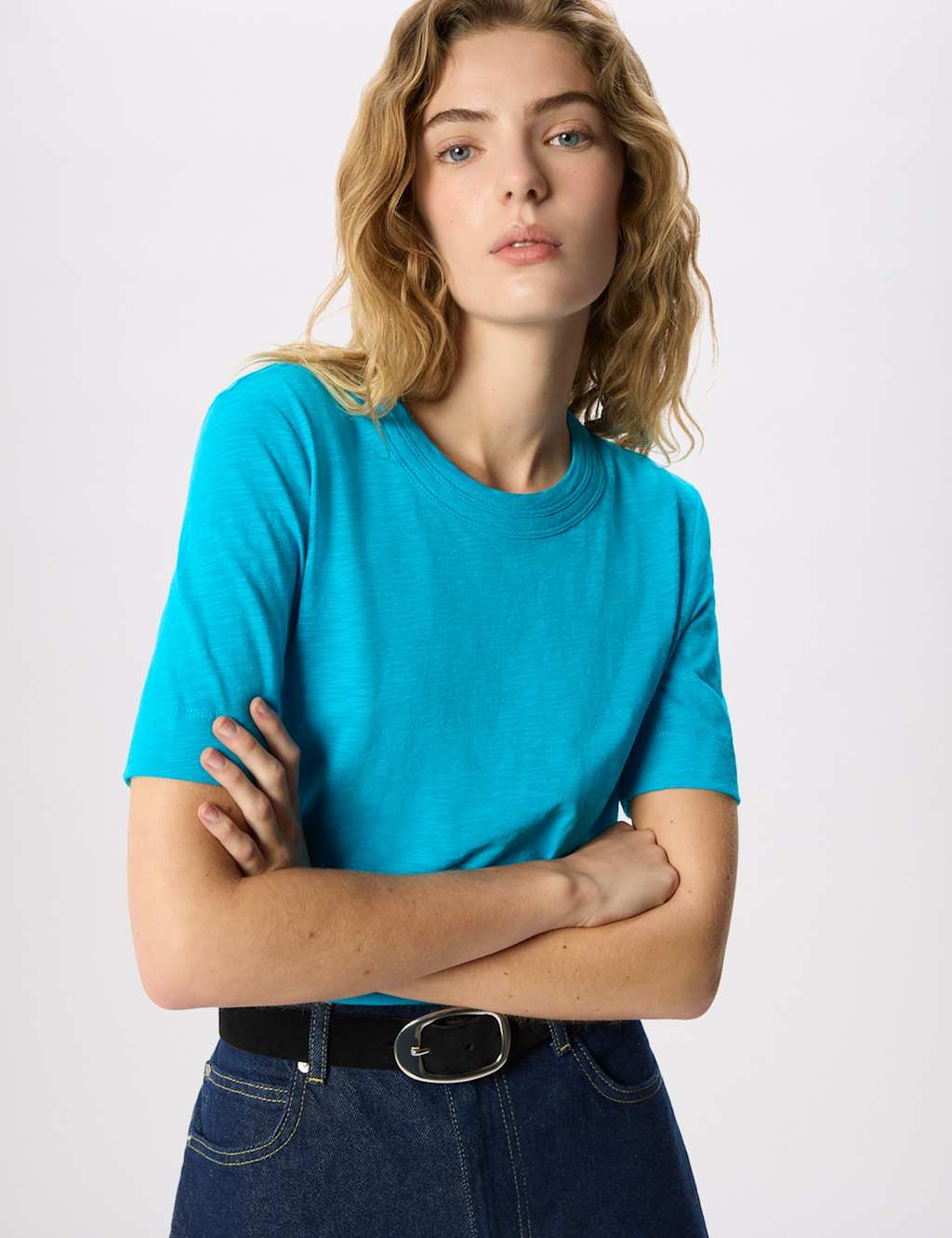 Whistles Women's Rosa Double Trim Tee - Extra Small - Turquoise - Available at M&S