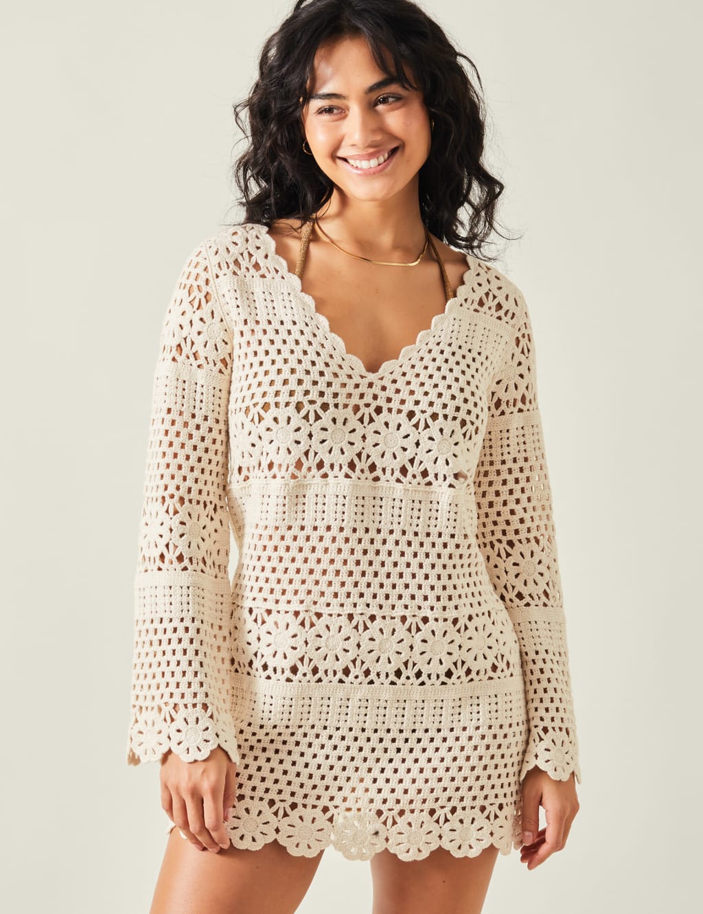 Cotton Rich Crochet Daisy Beach Cover Up