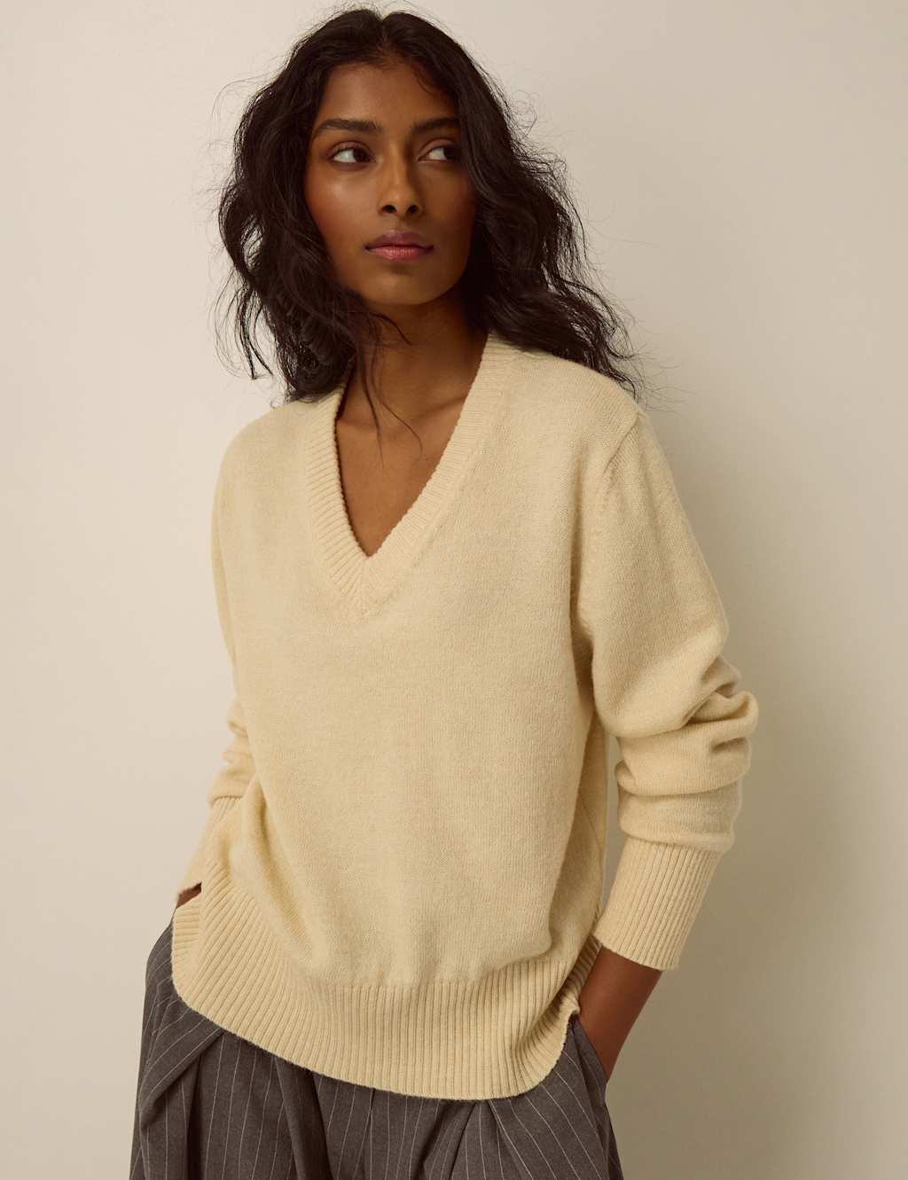 Monsoon Women's V-Neck Jumper - Small - Yellow - Available at M&S