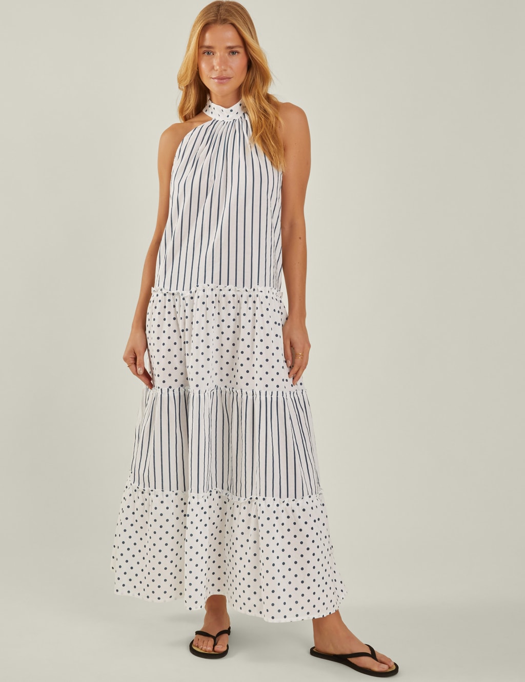 Pure Cotton Halter Neck Maxi Beach Dress
