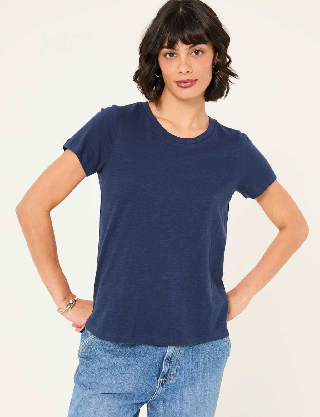 Fatface Women's 2 Pack Pure Cotton T-Shirts - 14 - Navy Mix - Available at M&S