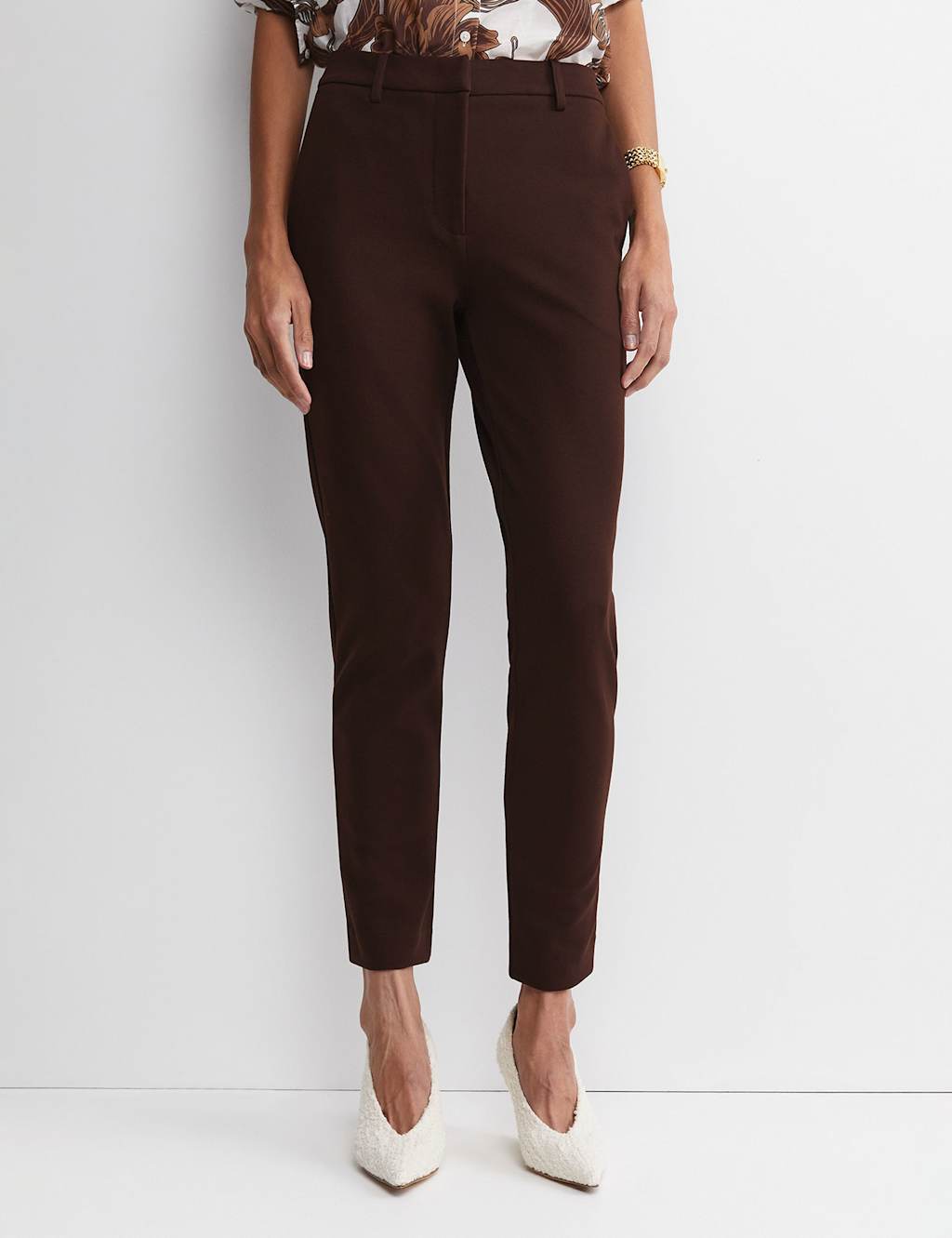 Sportscraft Cotton Rich Slim Fit Cropped Trousers Brown