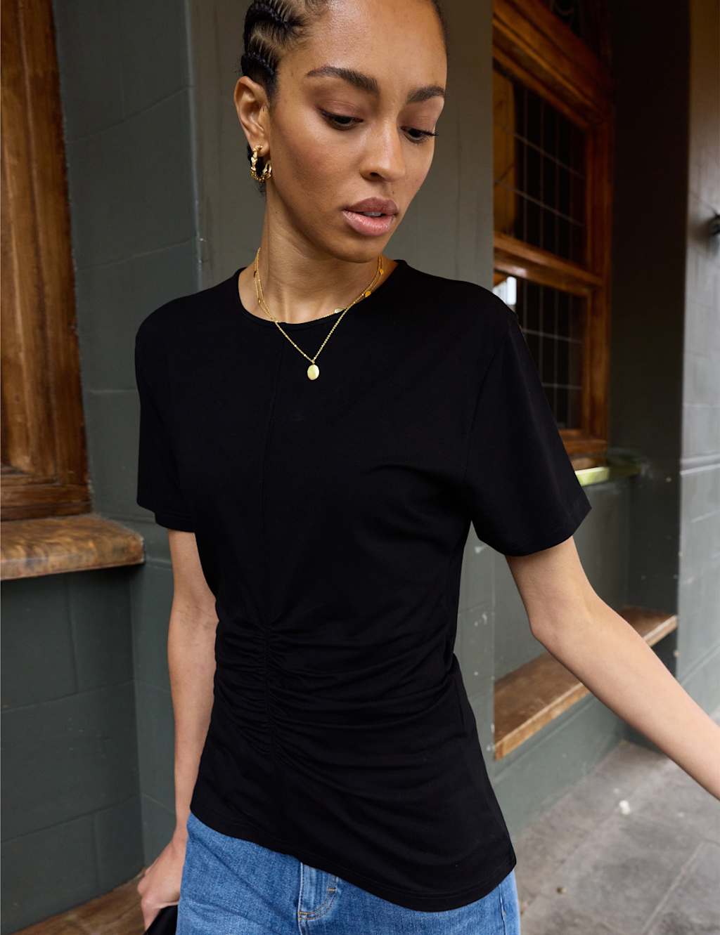 Baukjen Women's Jersey Ruched Top - 12 - Black - Available at M&S
