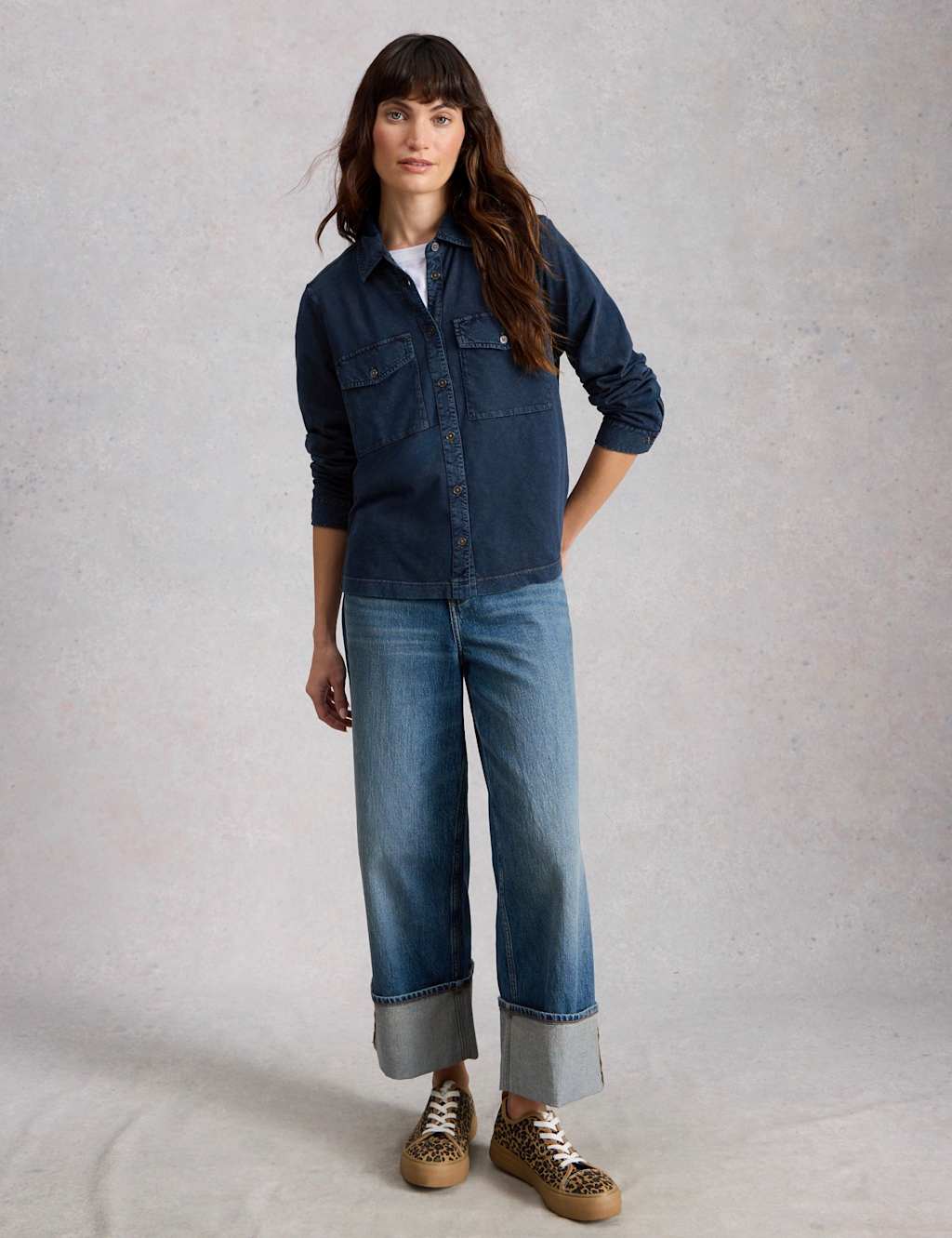 White Stuff Women's Pure Cotton Denim Collared Utility Shirt - 16 - Blue - Available at M&S