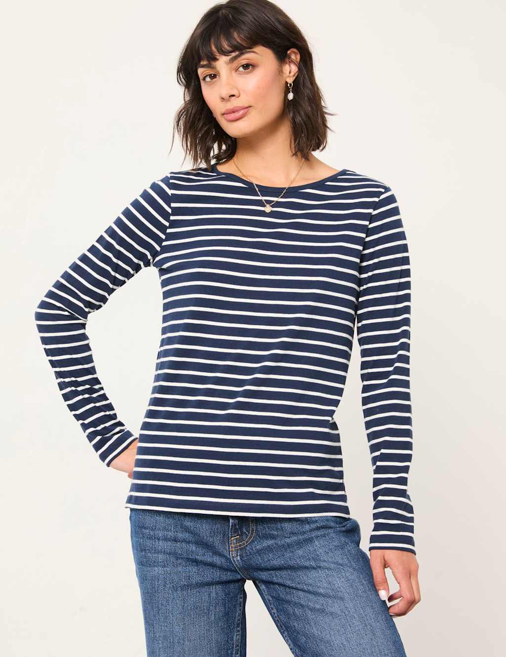 Fatface Women's 2 Pack Pure Cotton Striped Tops - 18 - Ivory Mix - Available at M&S