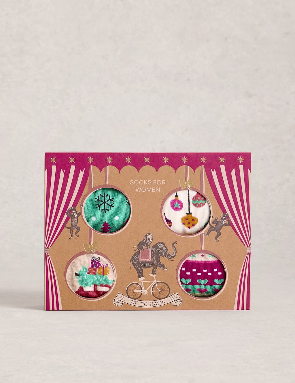 White Stuff 4pk Cotton Rich Christmas Ankle High Socks Natural Mix