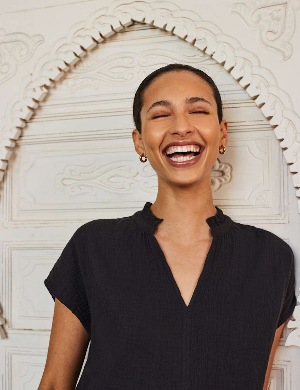 Pure Cotton Frill Neck Top