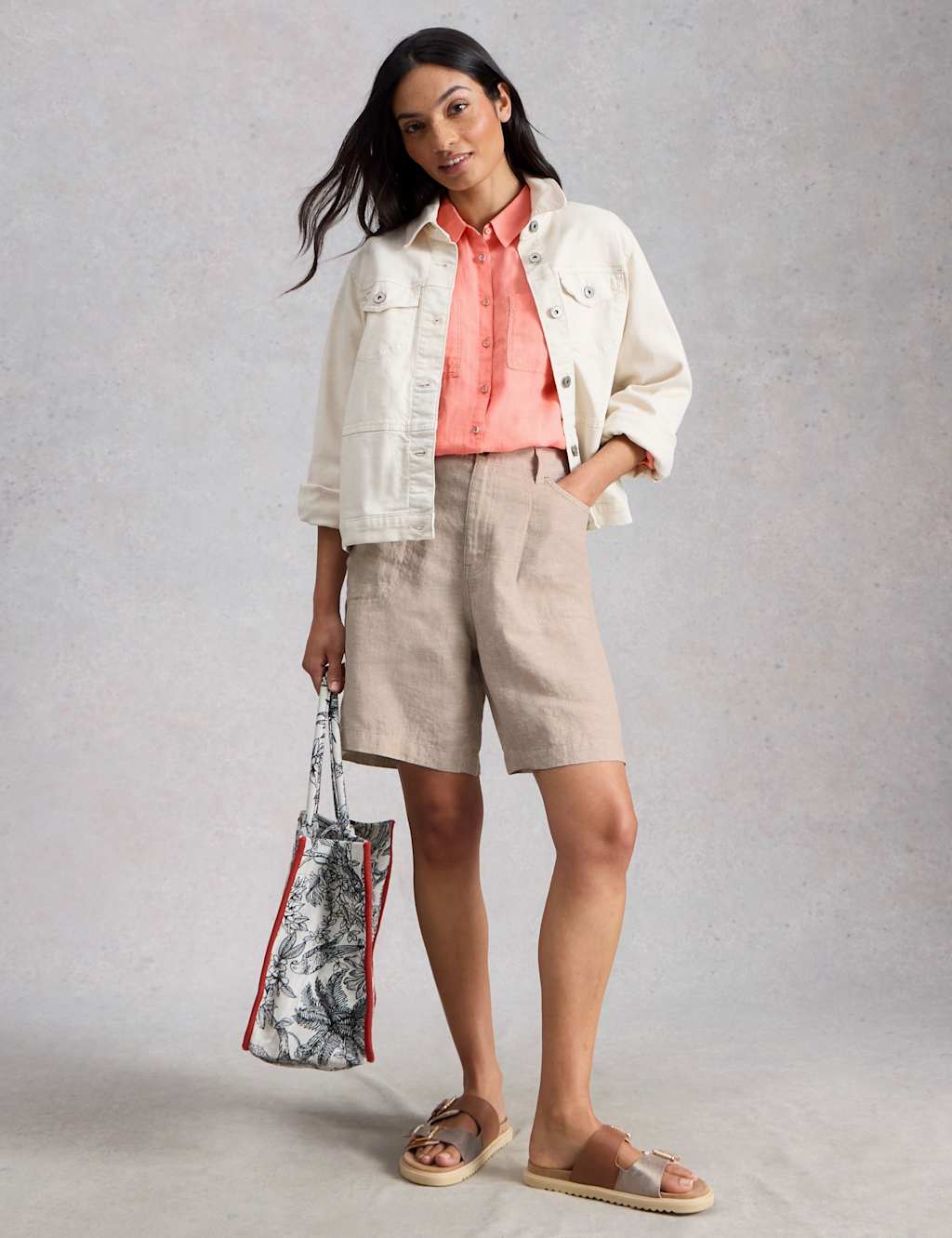 White Stuff Women's Pure Linen Shorts - 14 - Natural - Available at M&S
