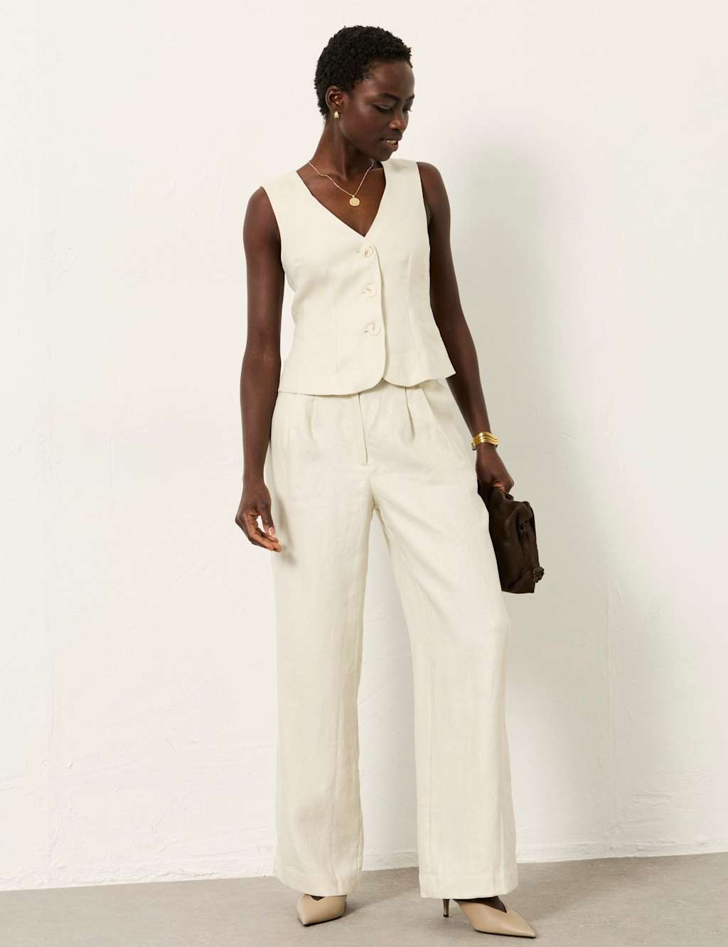 Fatface Women's Pure Linen Straight Leg Trousers - 10 - Natural - Available at M&S