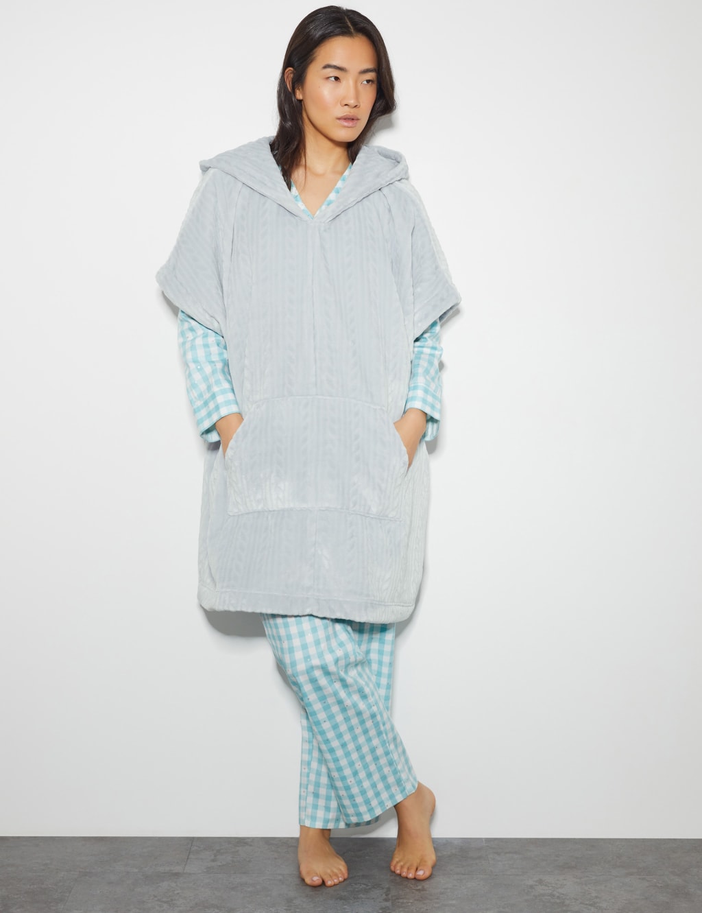 Textured Hooded Poncho