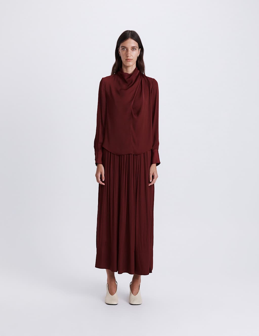 SABA High Neck Blouse Red