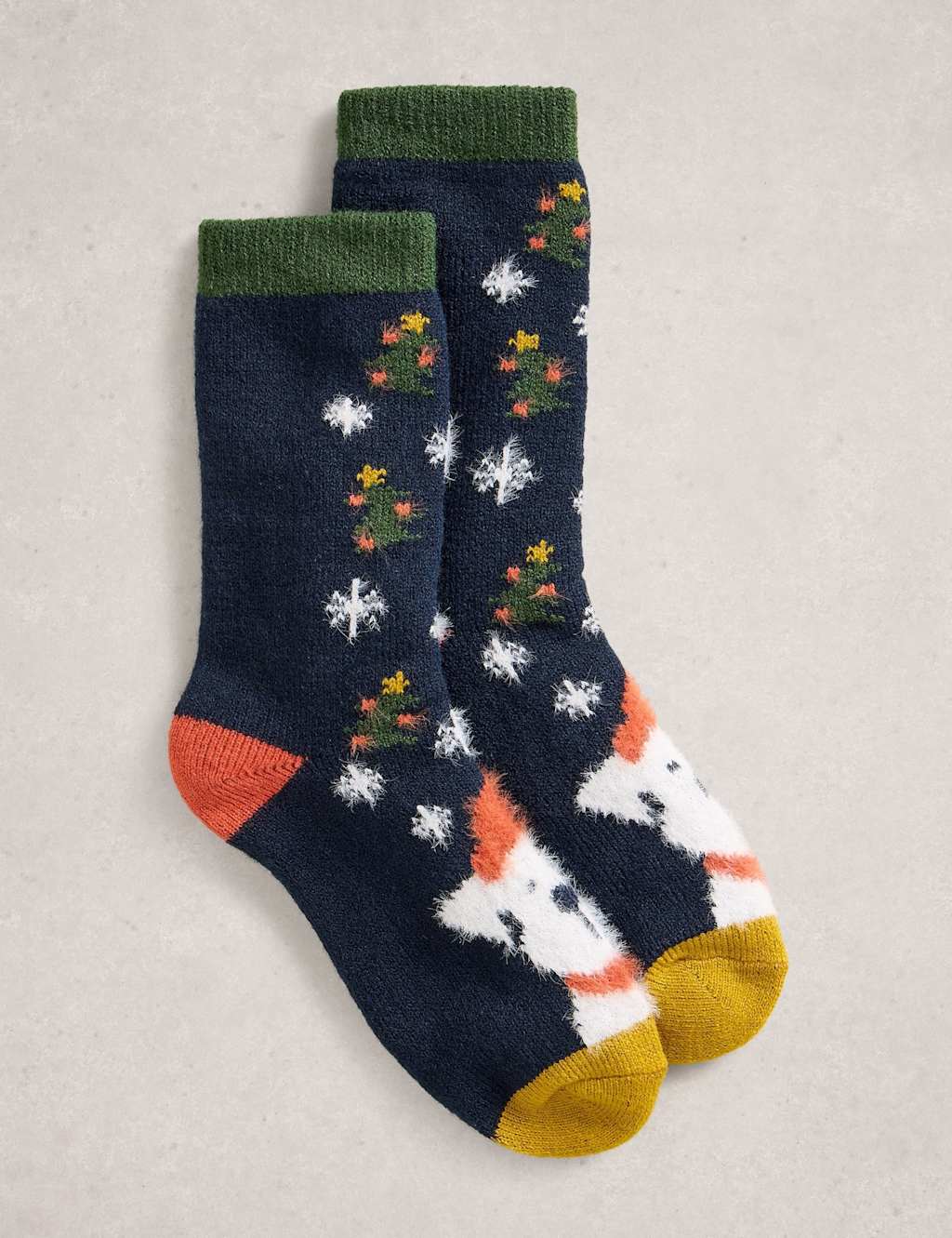 White Stuff Christmas Dog Ankle High Socks Navy Mix