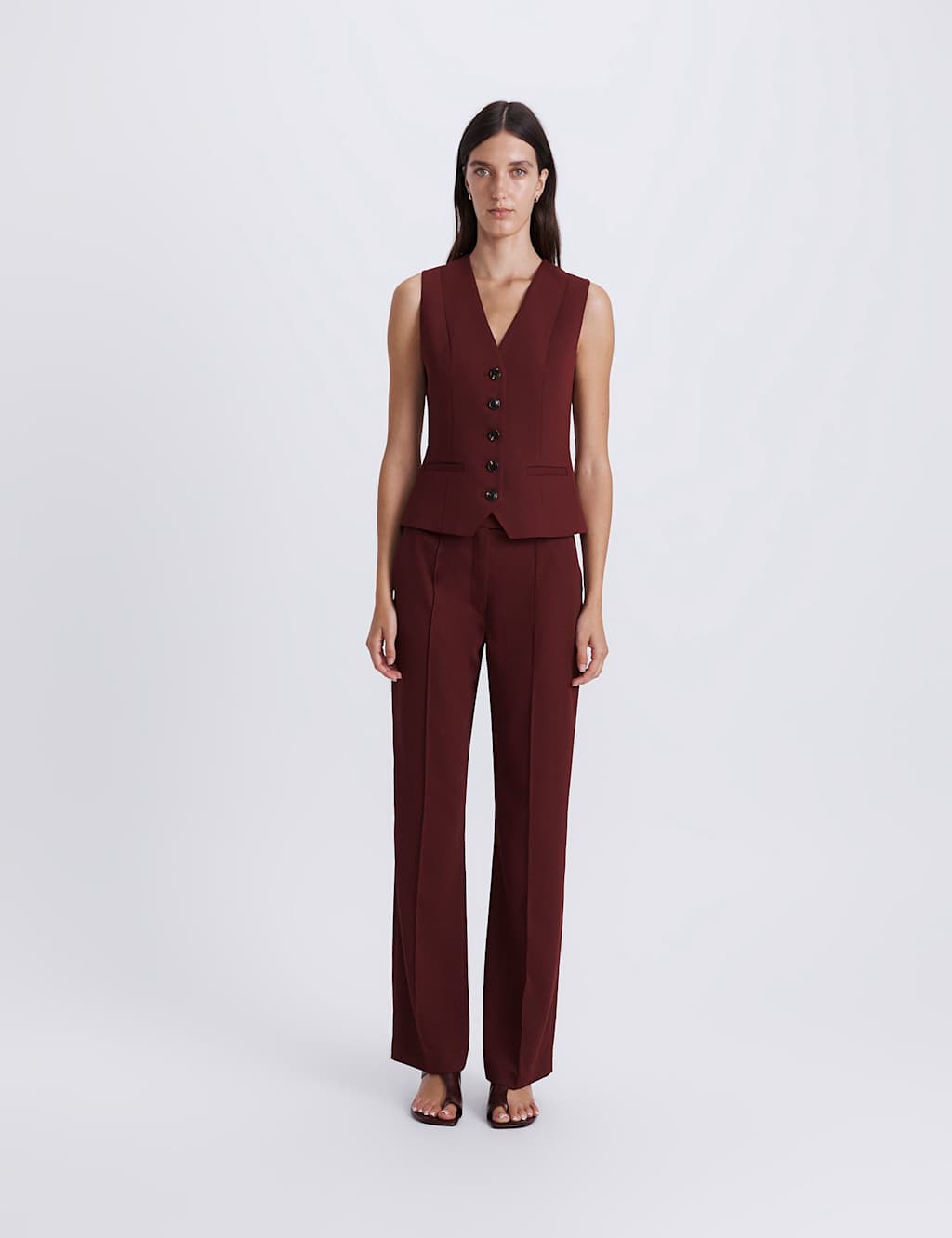 SABA V-Neck Waistcoat Red