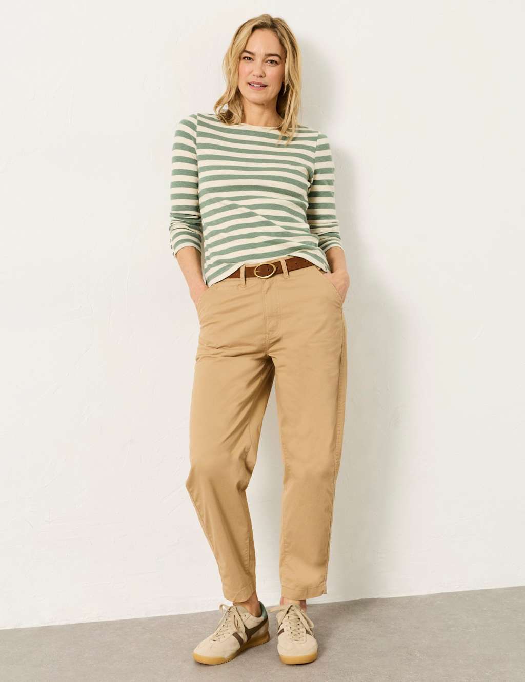 Fatface Women's Cotton Rich Tapered Ankle Grazer Chinos - 12 - Stone - Available at M&S