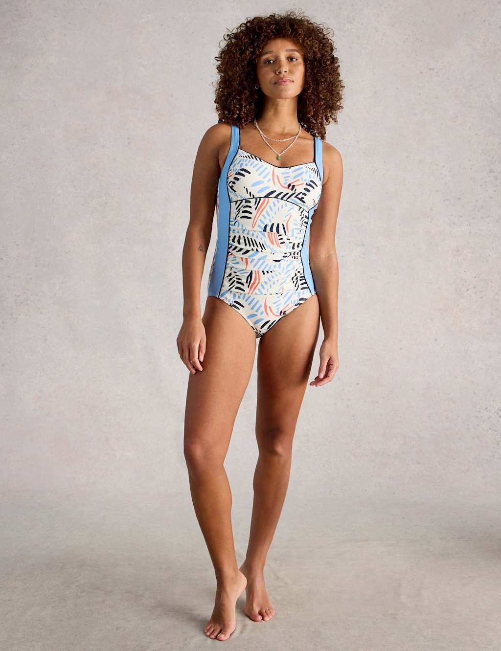 White Stuff Women's Splash Control Ruched Swimsuit - 18 - White Mix - Available at M&S