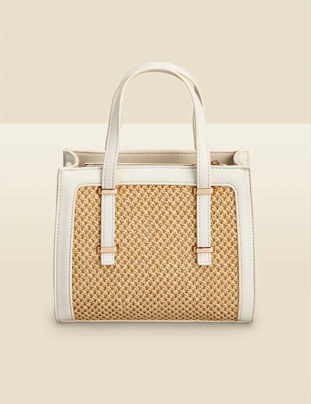 Sosandar Women's Raffia Chain Strap Mini Tote Bag - Natural - Available at M&S