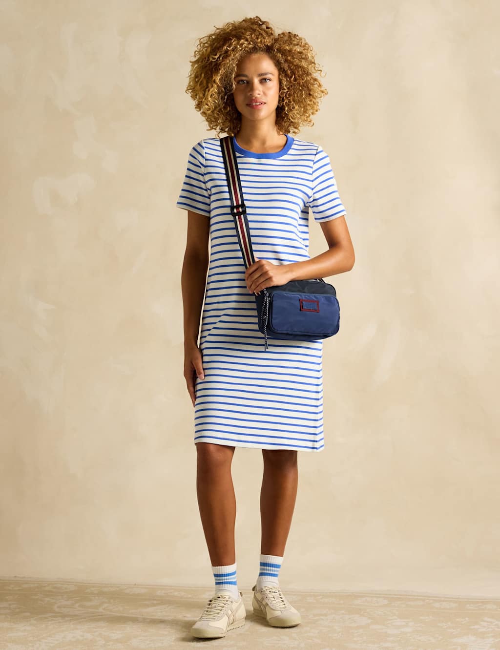 Jersey Striped Knee Length T-Shirt Dress