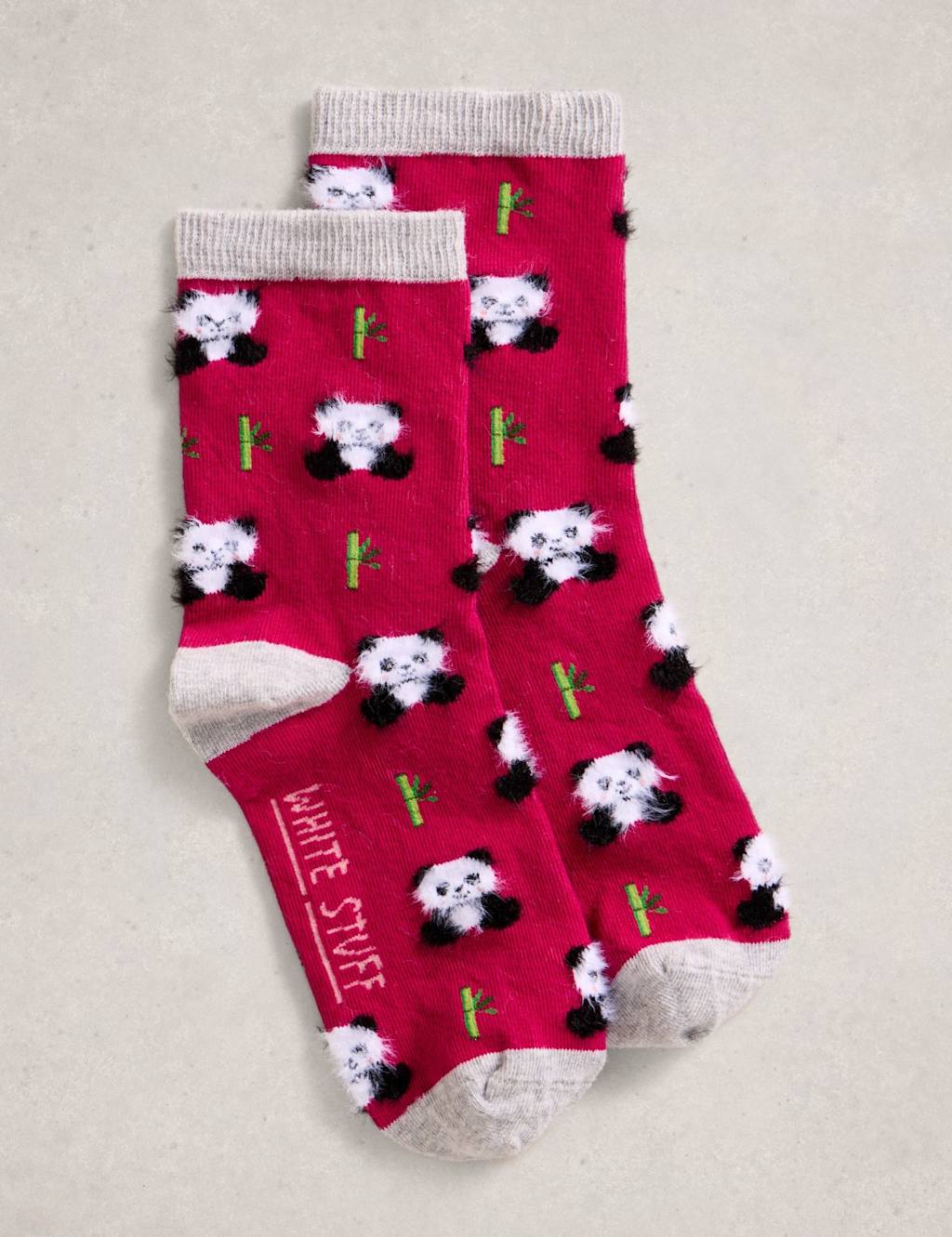 White Stuff Cotton Rich Fluffy Ankle High Socks Dark Pink