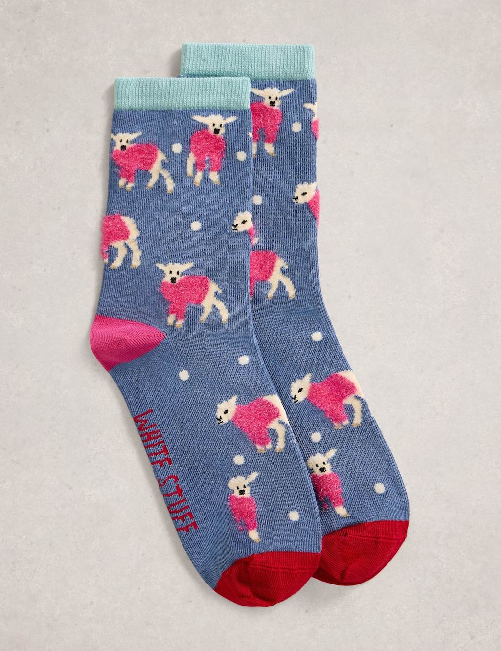 White Stuff Cotton Rich Fluffy Ankle High Socks Dark Blue