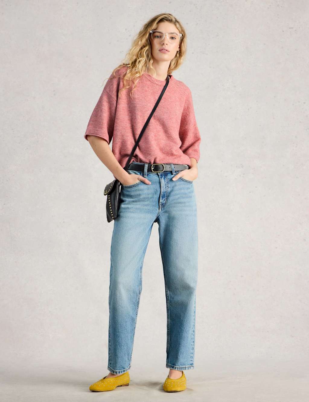 White Stuff Women's Crew Neck Oversized Knitted Top - 16 - Pink - Available at M&S