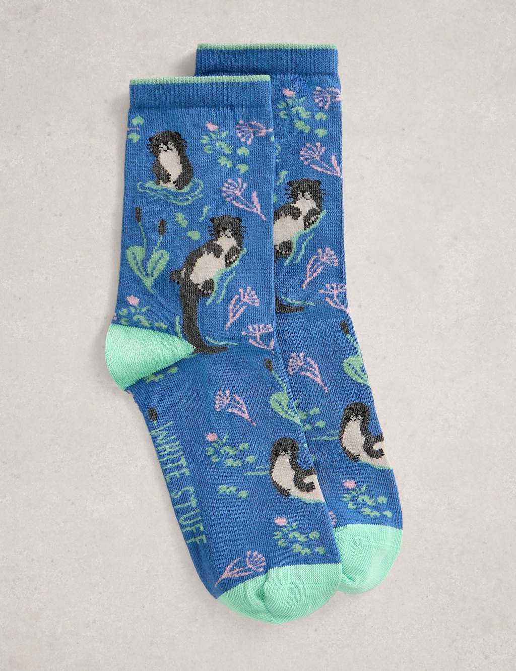 White Stuff Cotton Rich Novelty Ankle High Socks Dark Blue