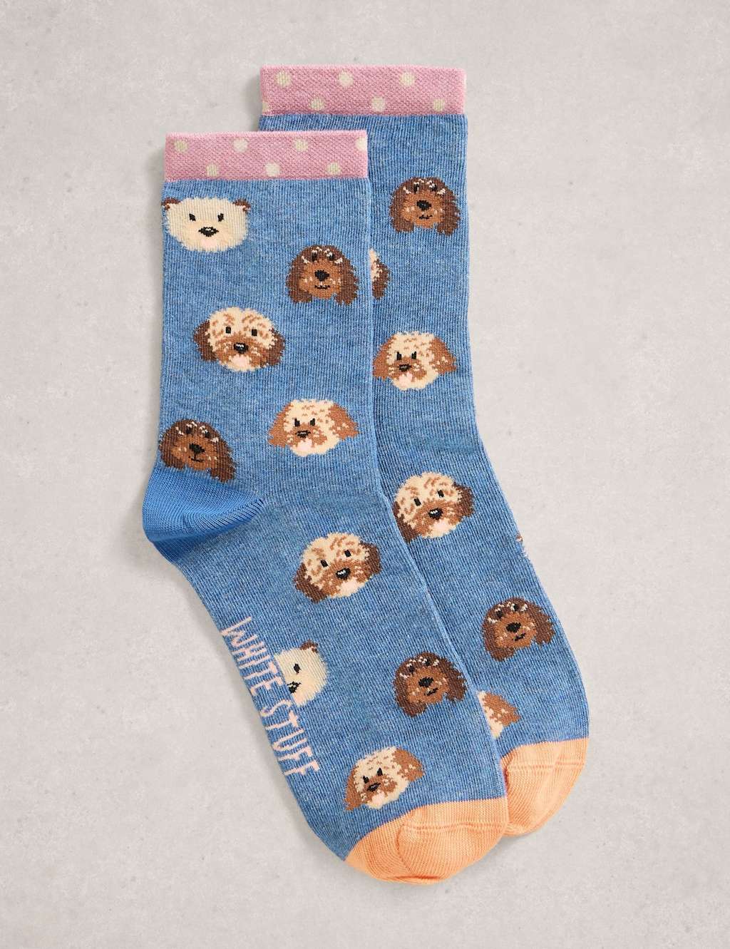White Stuff Cotton Rich Novelty Ankle High Socks Blue Mix