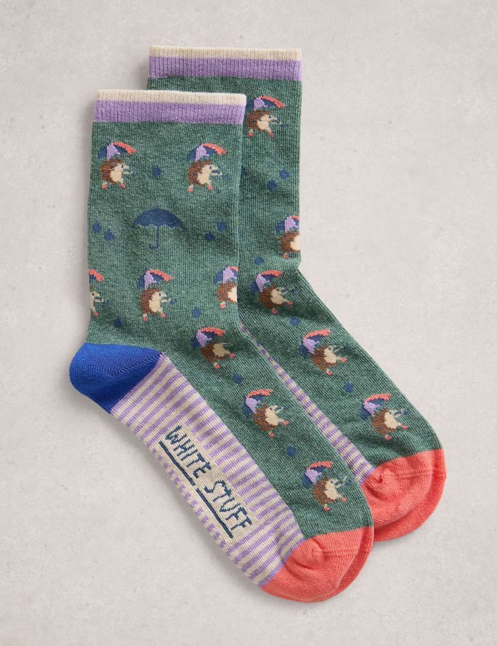 White Stuff Cotton Rich Novelty Ankle High Socks Teal