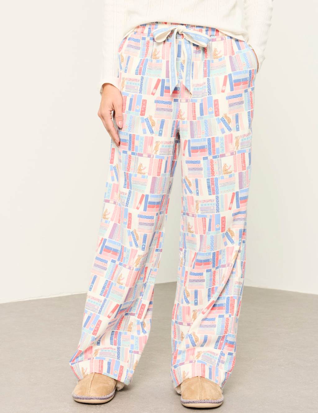 Fatface Women's Pure Cotton Book Print Pyjama Bottoms - 14 - Multi - Available at M&S