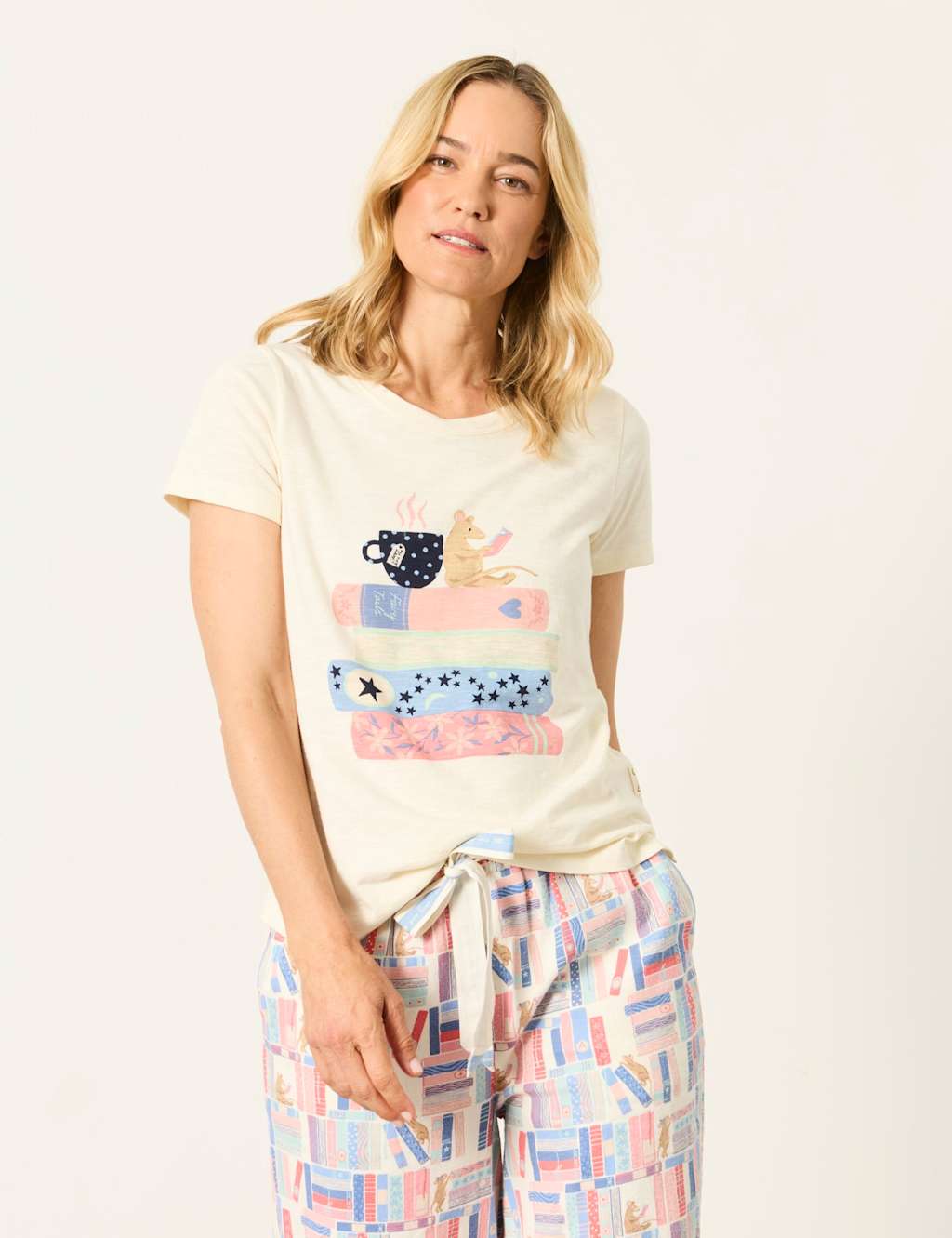 Fatface Women's Pure Cotton Pyjama Top - 16 - Ivory Mix - Available at M&S