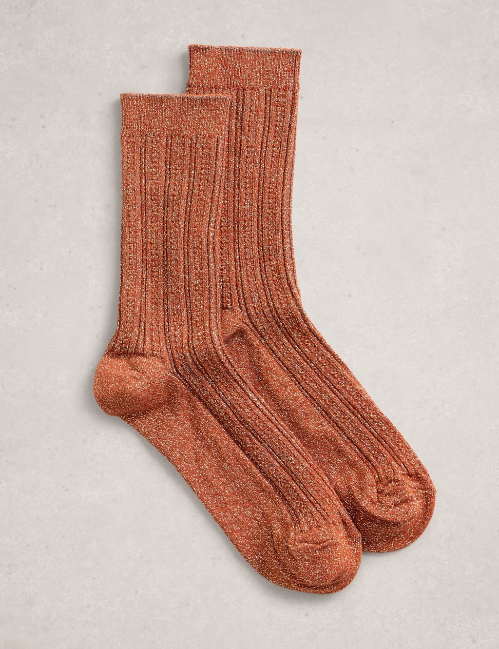 White Stuff Cotton Rich Sparkle Socks Orange
