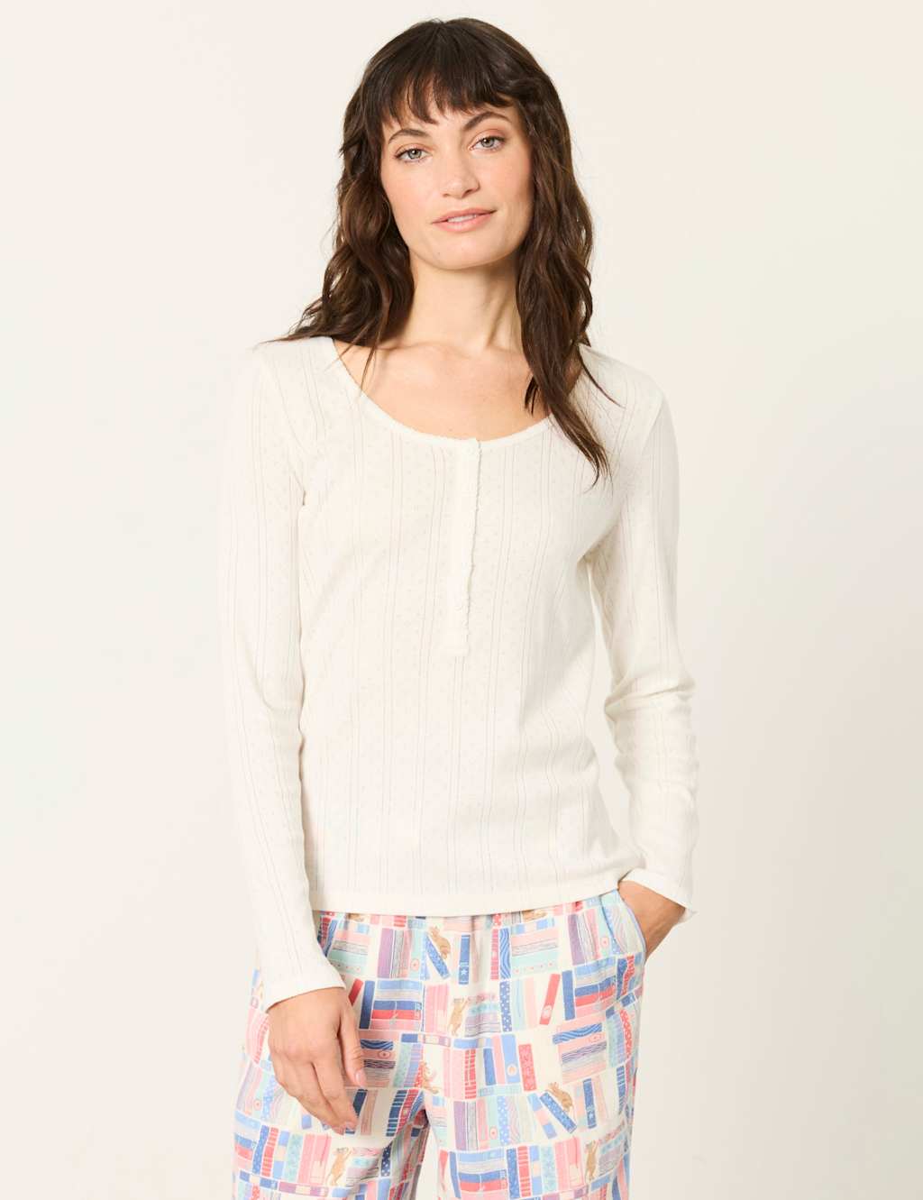 Fatface Women's Pure Cotton Pyjama Top - 10 - Ivory - Available at M&S