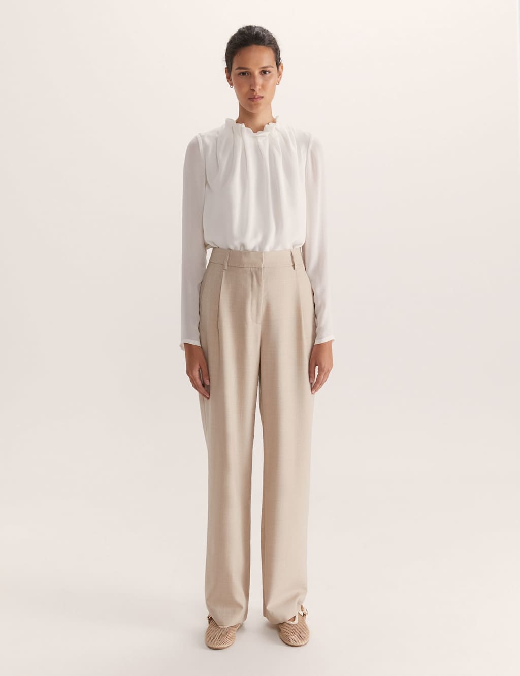 SABA High Neck Blouse White