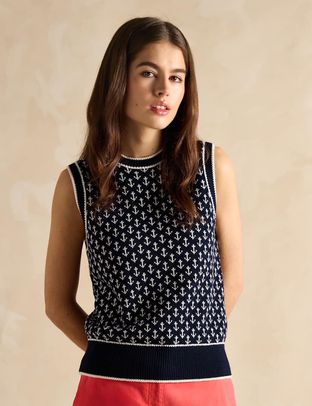 Pure Cotton Anchor Knitted Vest