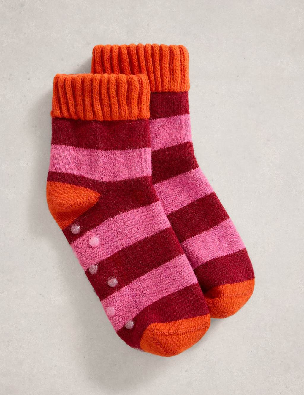 White Stuff Wool Rich Striped Socks Red Mix
