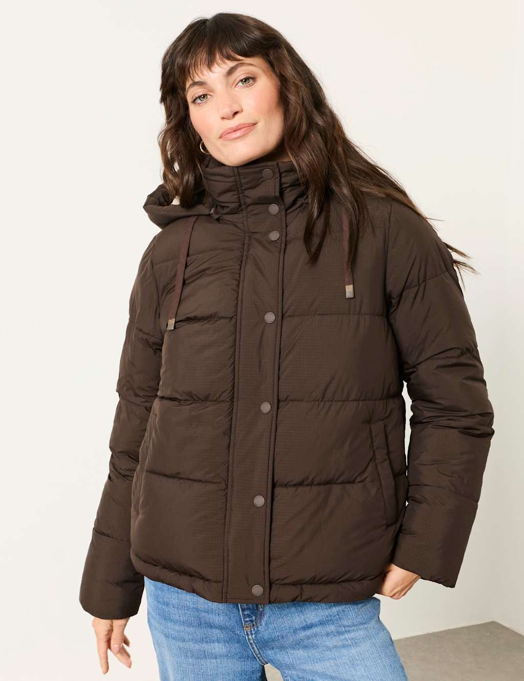 Fatface Women's Cropped Puffer Coat - 16 - Chocolate - Available at M&S