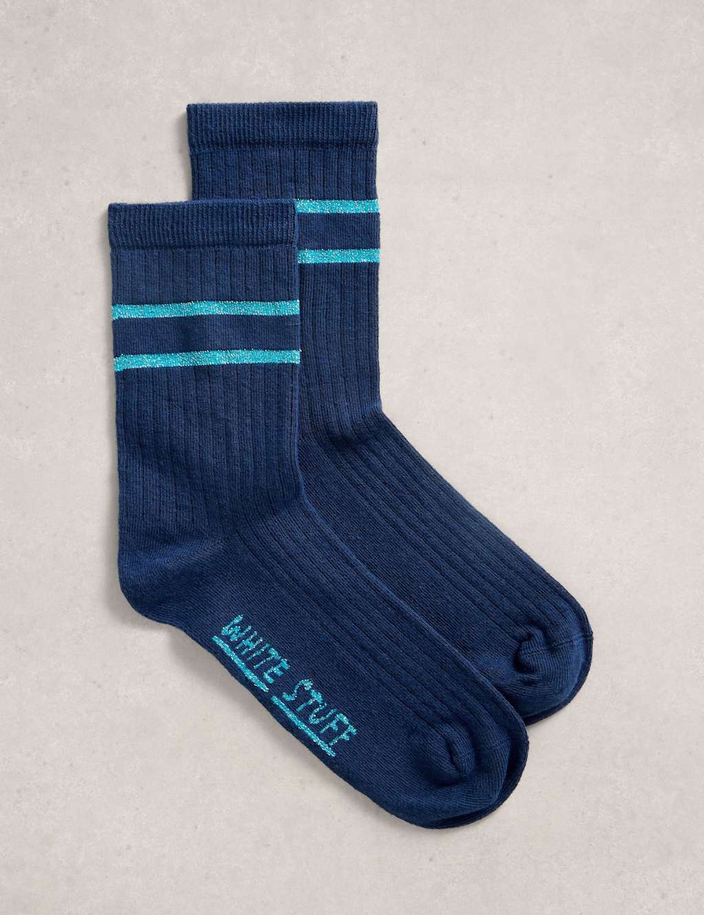 White Stuff Cotton Rich Sparkle Ankle Socks Dark Navy