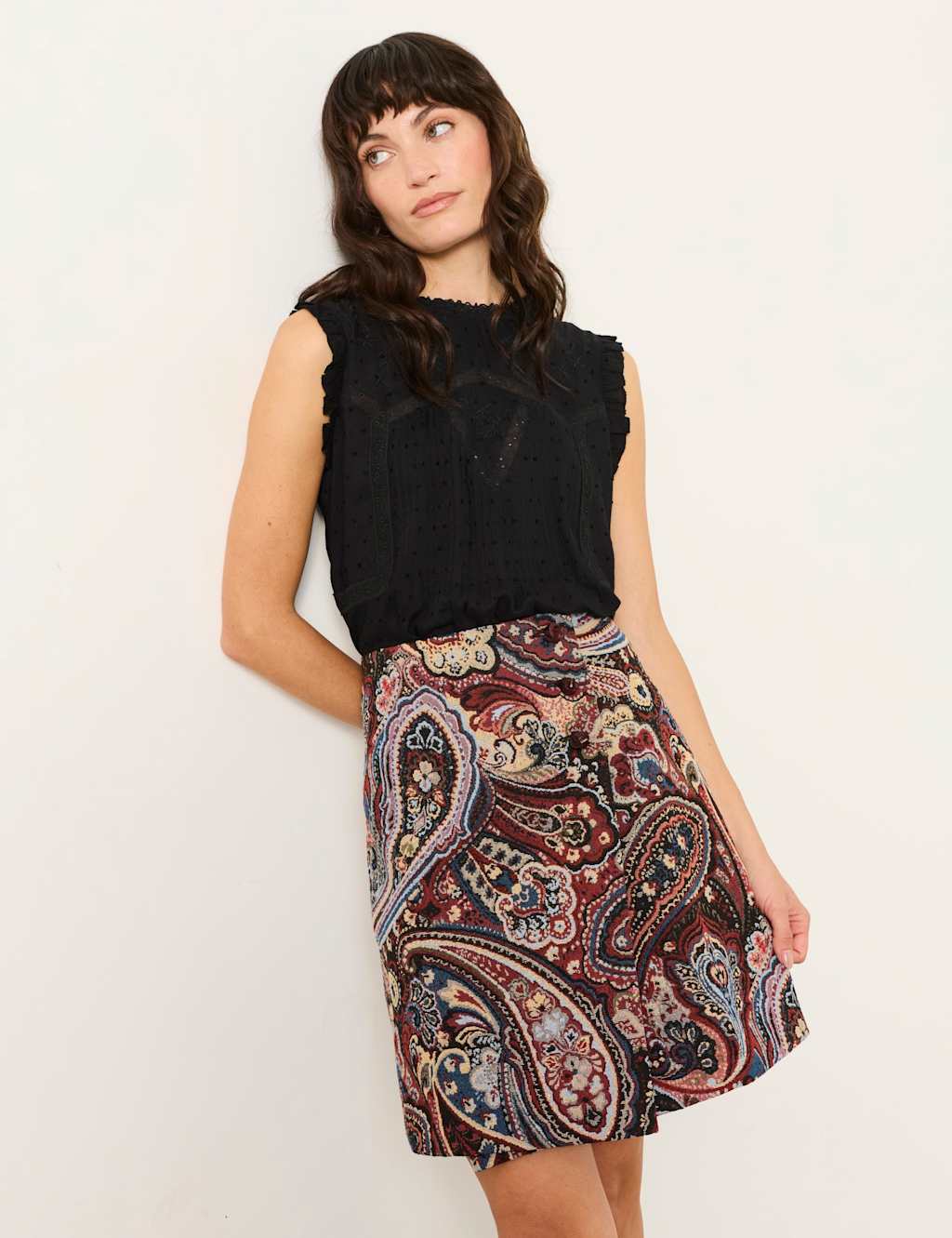 Fatface Women's Jacquard Mini Wrap Skirt - 12 - Purple Mix - Available at M&S