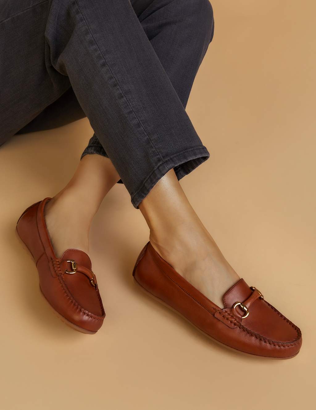 Leather Slip On Flat Loafers
