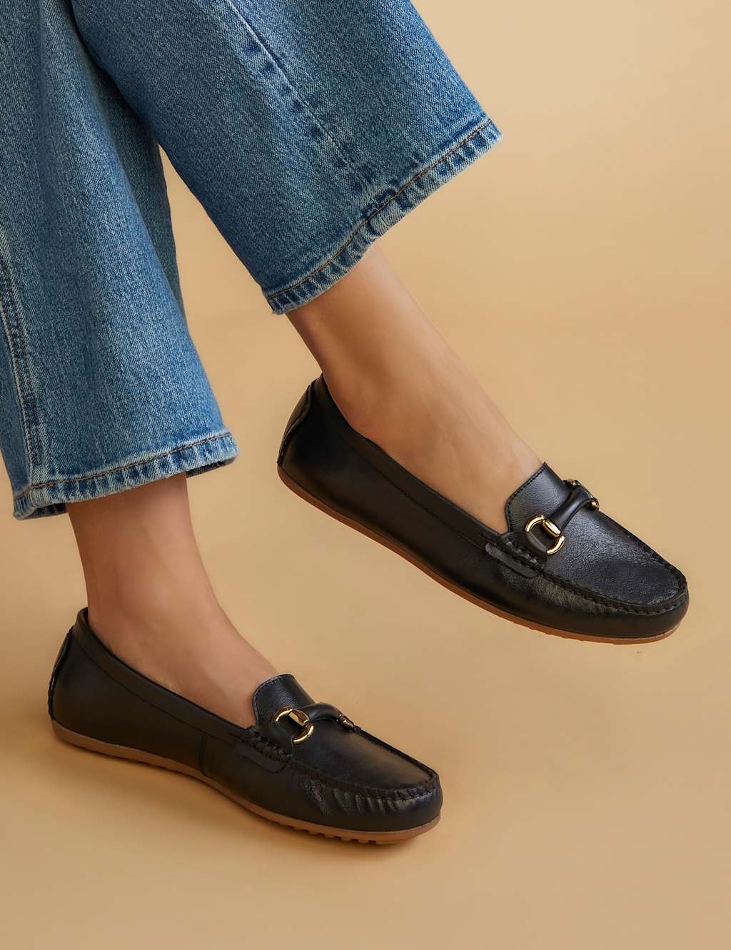 Leather Slip On Flat Loafers