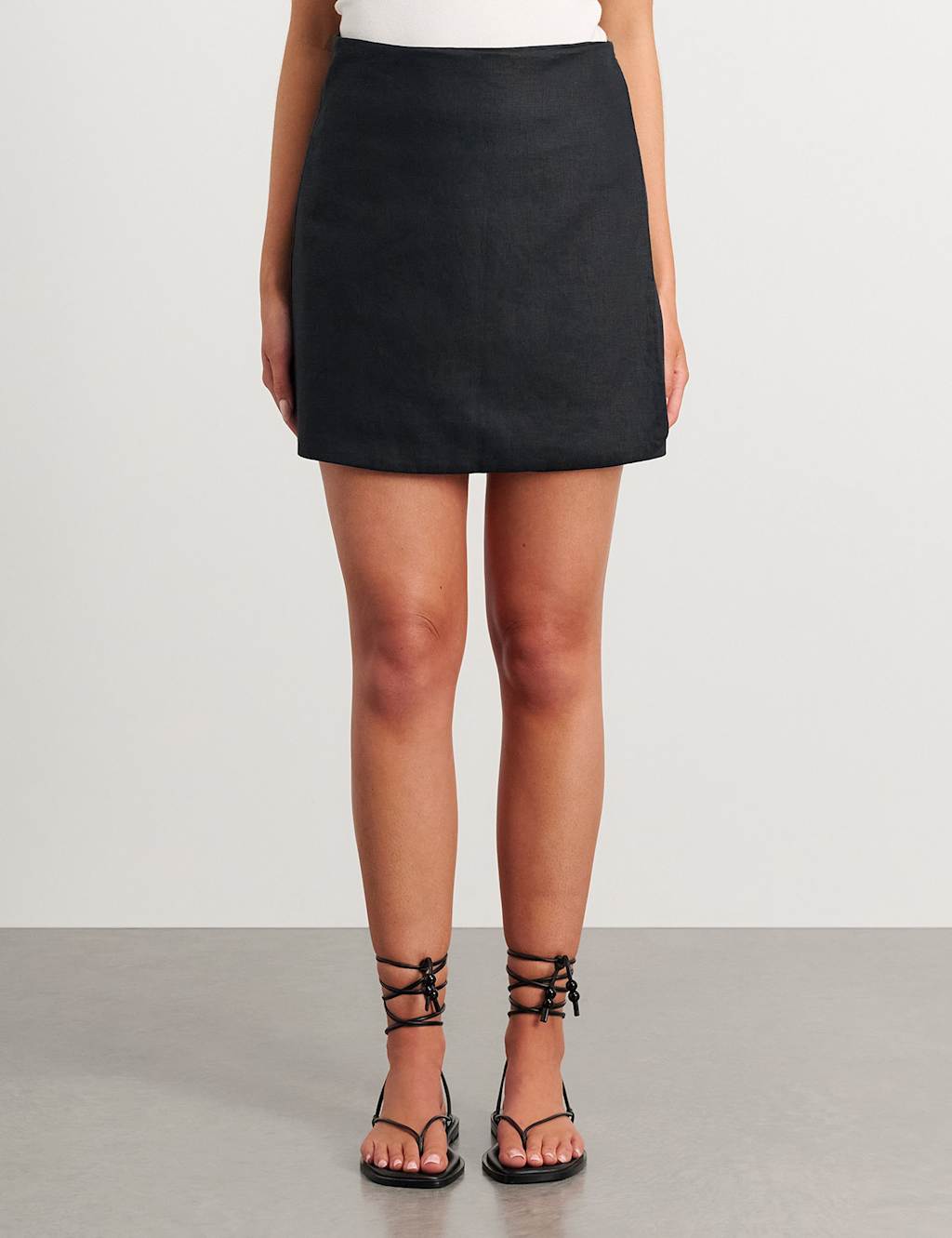Jag Pure Linen Mini Wrap Skirt Black